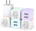 6Pack USB Wall Charger, iGENJUN 2.4A Dual USB Port Cube Power Plug Adapter Fast Phone Charger Block Charging Box Brick for iPhone 15/15 Pro/15 Pro Max/14, Samsung Galaxy, Pixel, LG, Android-Multicolor
