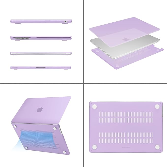 MOSISO Scratch-Resistant Case Compatible with MacBook Air 15 inch M5 2026 M4 2025 M3 M2 2024 2023 A3448 A3241 A3114 A2941, Protective Hard Shell&Keyboard Cover&ScreenFilm&Storage Bag, Purple
