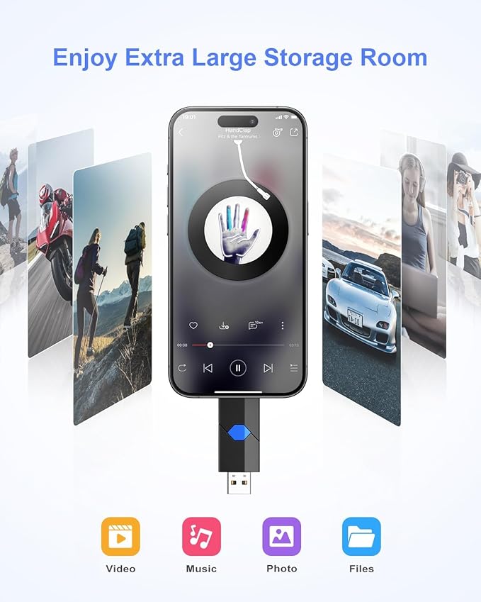JUANWE 64GB USB Flash Drive 2.0 Type C + USB A Thumb Drive Retractable Dual Flash Drive Type C Memory Stick 2 in 1 Jump Drive for iPhone, iPad, Android Phones, Tablet, Laptop, Computers
