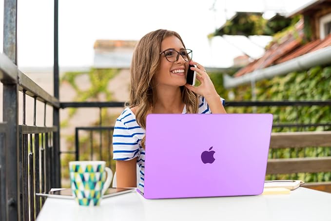 Teryeefi Compatible with MacBook Air 13.6 inch M2 M3 M4 M5 Case 2022-20252026 Model A2681/A3113/A3240/A3449, Laptop Hard Shell Case & Keyboard Cover & USB 3.0 Adapter, Frosted Purple