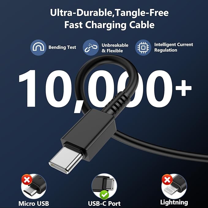 65W USB C Charger Block,3 Port GaN+ USB-C Wall Charger,100W PD Type C Multi Port Power Super Fast Charging Block Adapter&6FT Cable for Samsung Galaxy S26 Ultra/25/24,iPhone 17/16/15,iPad,MacBook