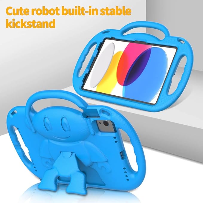 Kids Case for iPad 11th Generation (A16) 11" 2025 & 10th Gen 10.9" 2022 & iPad Air 11" 2025/2024 & Air 5th/4th Gen & Pro 11, Durable Protective Cover with Shoulder Strap Handle Stand, Blue