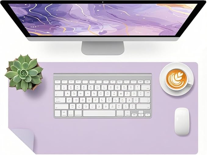 Bloss Purple Leather Desk Mat for Desktop,Desk Protector Pad Mats,Large Gaming Mouse Pad,Dual-Side Office Desks Mats for Keyboard and Mouse, Writing Pad for Office/Home.23.6"x 13.8"