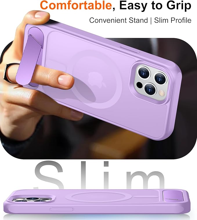 Magnetic Compatible with iPhone 12 Pro Max Case, [Built-in Invisible Kickstand][Compatible with MagSafe][Military Grade Shockproof] Slim Translucent Matte Phone Case for iPhone 12 Pro Max 6.7"