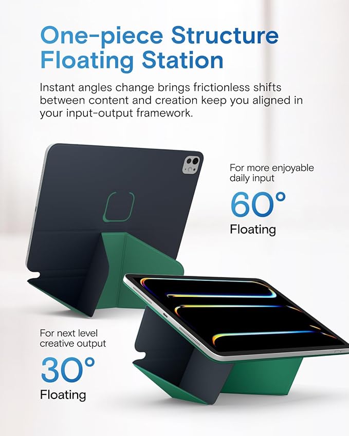 MOFT Dynamic Folio Tablet Stand for Desk Compatible with iPad Pro 11" (4th 2022 | 3rd 2021 | 2nd 2020), Slim Magnetic Tablet Holder Case with 20+ Viewing Angles, Navy Blue x Oz Green