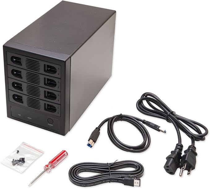 Syba SY-ENC50104 4 Bay 3.5” SATA III HDD Non-RAID Enclosure – Supports USB 3.0 & eSATA Interface, Black