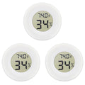 Digital Mini Thermometer Round Hygrometer, 3-Pack, LCD Display, Indoor Temperature Humidity Meter for Greenhouse, Fridge(White)