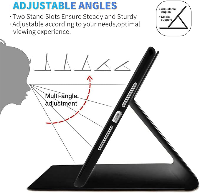 for Amazon Kindle Fire HD 10 (9th/7th/5th Generation, 2019/2017/2015 Release) 10.1" Tablet Case, Slim Kickstand Stand Leather Smart Cover with Auto Wake/Sleep, Red Rose Cat Black