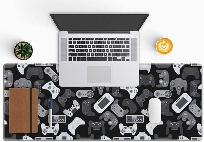 Video Game Controller Pattern Large Gaming Mouse Pad Keyboard Desk Pad Extended Mouse Pad Gaming Office Decor, PC Laptop Mouse Pads Large (31.5x151.8 in) with Stitched Edges Non-Slip Base Mousepad XL