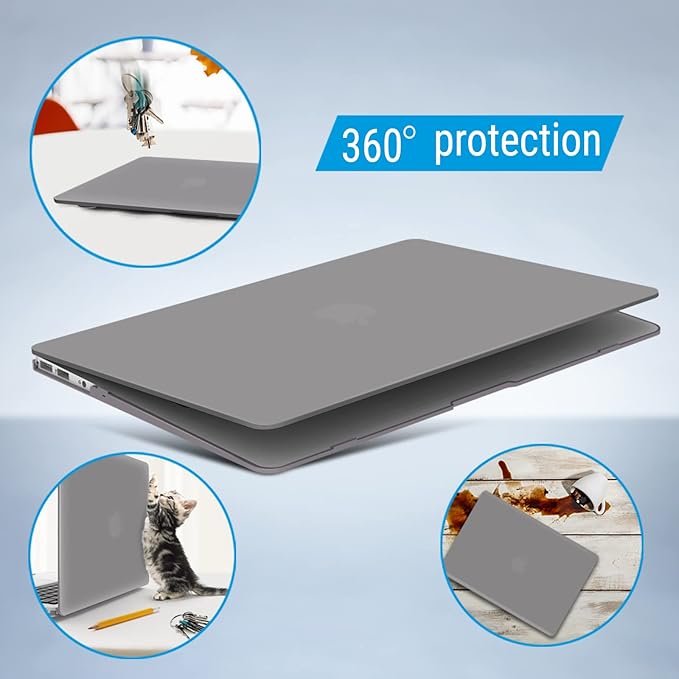 IBENZER Compatible with Old Version MacBook Air 13 Inch Case (2010-2017 Release). Models: A1466 / A1369, Plastic Hard Shell Case with Keyboard Cover for Mac Air 13, Ultra Gray, A13UAGY+1