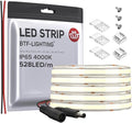 BTF-LIGHTING FCOB COB LED Strip IP65 Flexible High Density Uniform Light 14W/m 16.4FT DC12V Natural White 4000K 528LED/m CRI 90+ 10mm Width Dimmable LED Ribbon for Decor(No Adapter or Controller)