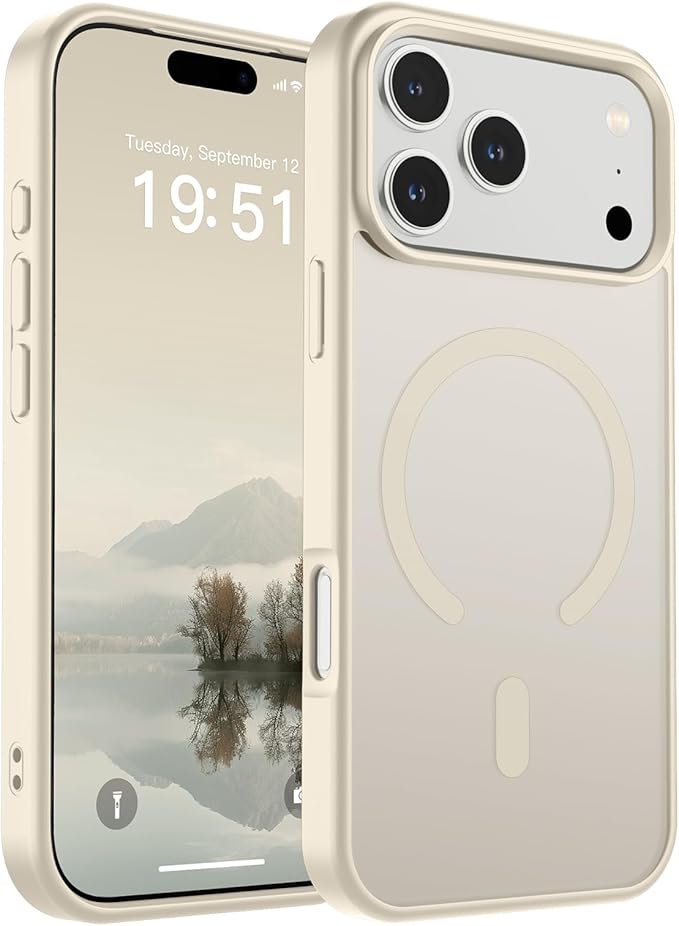 SUPFINE Magnetic for iPhone 17 Pro Max Case (Compatible with MagSafe)(Military Grade Drop Protection) Translucent Matte Shockproof with Anti-Fingerprint Phone Cover,Antique White