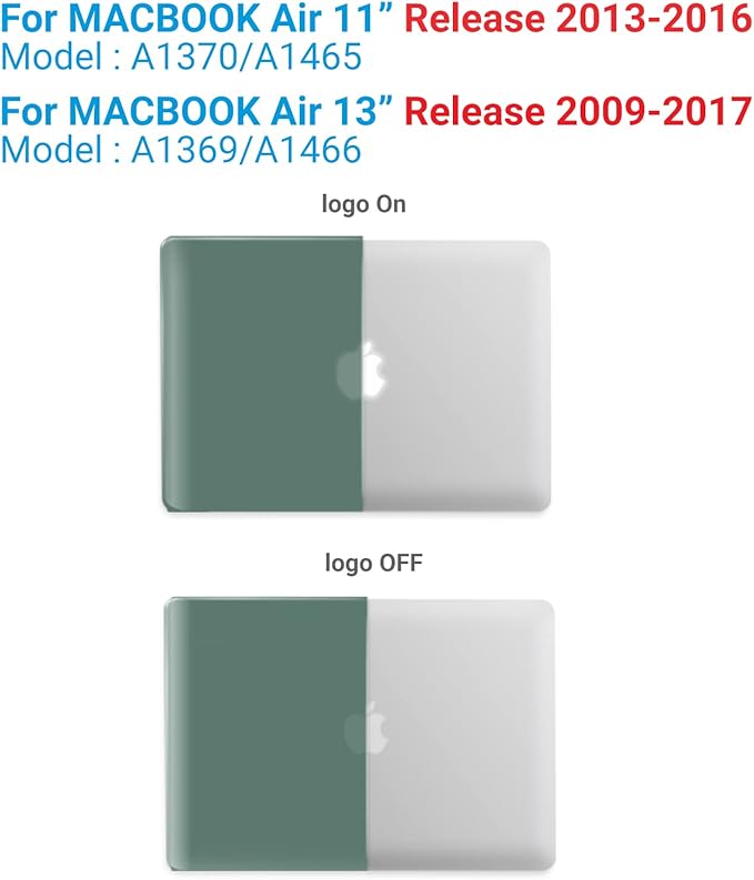 IBENZER Compatible with MacBook Air 11 Inch Case Model A1370 A1465, Soft Touch Plastic Hard Shell Case Bundle with Keyboard Cover for Mac Air 11, Midnight Green, A11MTGN+1