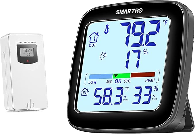 SMARTRO SC92 Professional Indoor Outdoor Thermometer Wireless and SC42 Professional Digital Hygrometer Indoor Thermometer Room Humidity Gauge Temperature and Humidity Meter & Pro Accuracy Calibration