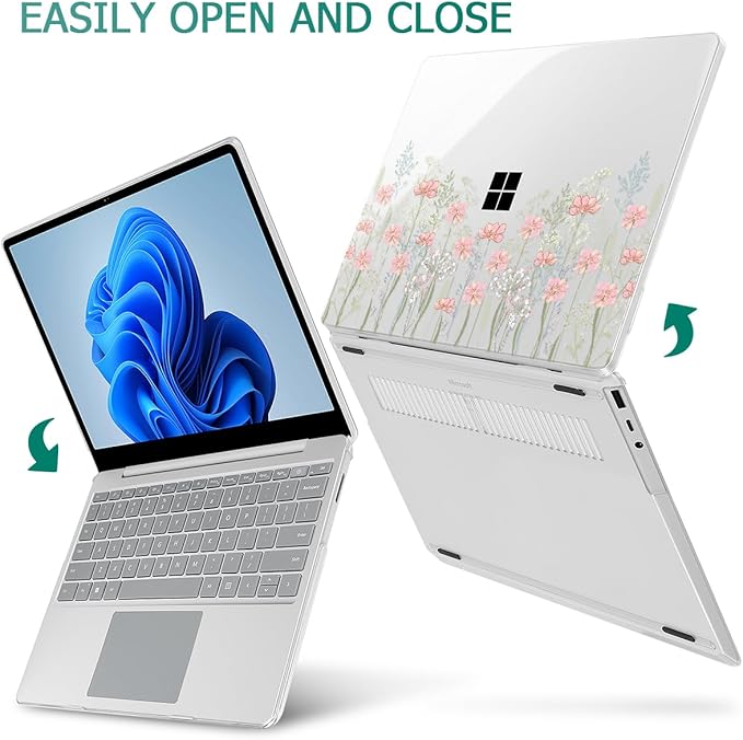 Case for 13.5" Microsoft Surface Laptop 5/4/3 with Metal Palm Rest ONLY 2019-2022 Release Models:1868/1951, Plastic Hard Shell Case with Keyboard Cover & Screen Protector, Floral C322