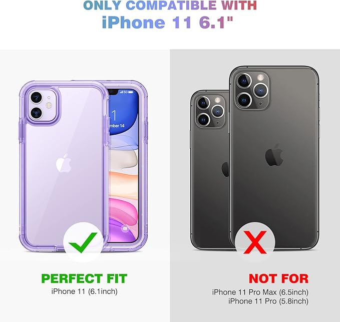 Diaclara Compatible with iPhone 11 Case, Full Body Rugged with Built-in Touch Sensitive Anti-Scratch Screen Protector, Soft TPU Bumper Case Clear Compatible with iPhone 11 6.1" (Clear Purple)