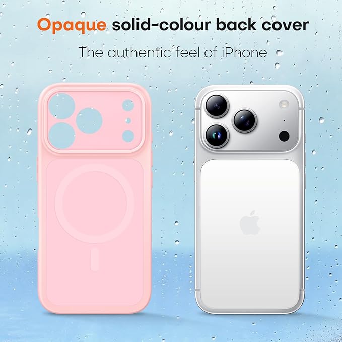 TAURI for iPhone 17 Pro Max Case, Compatible with MagSafe, (Full Camera Protection) Camera Control Cover Solid-Color Matte Magnetic 17 Pro Max Phone Case, Pink