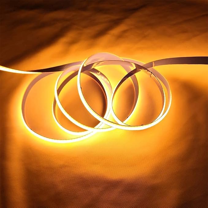 16.4FT/5M COB Flexible LED Strip Light DC12V/24V 528leds/m Bendable Tape (24V, Yellow)