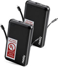 Miady 2-Pack UL Listed Small Portable Charger, 5000mAh Slim Power Bank Built-in 2 Cables Compatible with iPhone 17/16/15/14/13 Galaxy S24/S22 etc (2 Black)