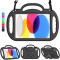 Kids Case for iPad 11th Generation (A16) 11" 2025 & 10th Gen 10.9" 2022 & iPad Air 11" 2025/2024 & Air 5th/4th Gen & Pro 11, Durable Protective Cover with Shoulder Strap Handle Stand, Black