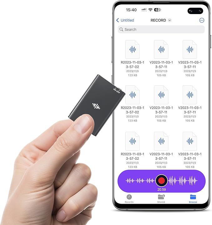 64GB Magnetic Voice Recorder - Lymorvex Voice Activated Recorder AI-Intelligent Noise Reduction, 4800 Hours Recording Device & USB-C Audio Recorder for Lectures, Interviews, Meetings
