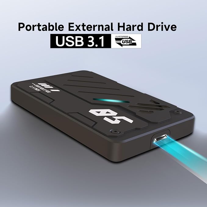 Ultra Slim Portable External Hard Drive USB 3.1 Type C HDD Storage for PC, Laptop, Mac, Xbox one, PS4, PS5 (250GB)