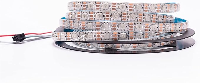 WS2812B LED Strip Individual Addressable Light 60Pixels/m SMD 5050 RGB Pixel Strip DC5V (16.4FT 300LEDS Waterproof IP65, White PCB)