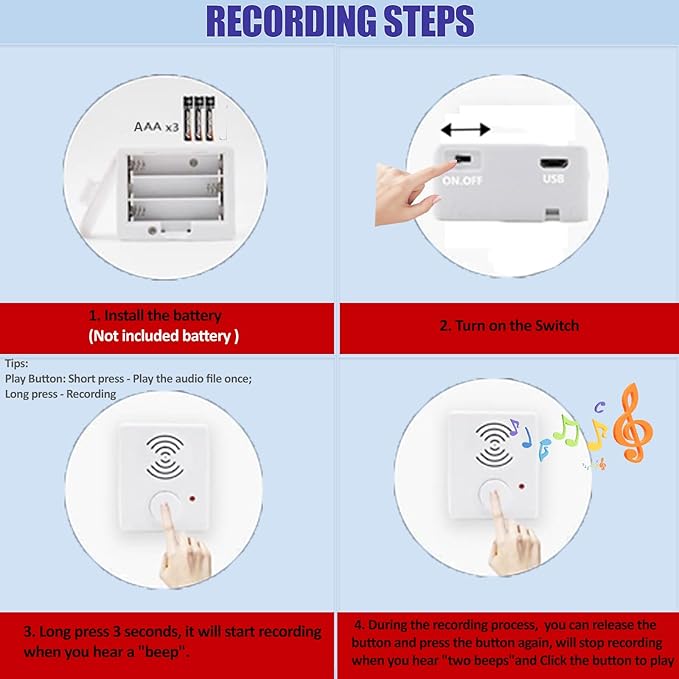 16 Minutes Voice Recorder for Stuffed Animals,Voice Box for Recordable Presents,Recordable Button Sound Box for Crafters,Hobbyists,Stuffed Animals,School Presentations,Personalized Items,etc.