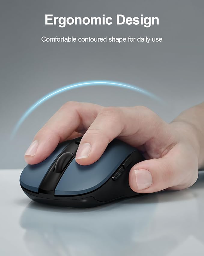 wegear USB Wireless Mouse for Laptop PC Mac, 2.4GHz Cordless Mouse with 6 Buttons, 5-Level Adjustable 4000 DPI, Ergonomic Portable Optical Computer Mice, 24-Month Battery Life-Dark Green
