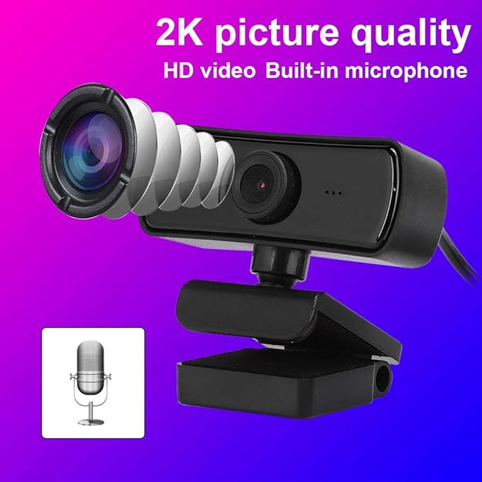 PUSOKEI 4K USB Webcam with Microphone, 360 Rotation, AutoFocus for Zoom/Skype/, Recording, Conferencing