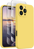FireNova Designed for iPhone 16 Pro Case, Silicone Upgraded [Camera Protection] Phone Case, Soft Anti-Scratch Microfiber Lining Inside, 2024, Yellow