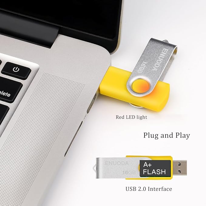 16GB Flash Drive 10 Pack ENUODA Thumb Drives 16GB Swivel Design USB 2.0 Memory Stick Jump Drive Pen Drive for Storage and Backup (10 Colors)