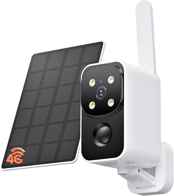 SEHMUA No WiFi Cellular Security Camera, Built-in 4G LTE SIM Card, 180° Pan, 2K Live Feed, Color Night Vision, Motion Detection, 2-Way Talk, Solar Camera for RVs/Camping/Travel & Indoor/Outdoor