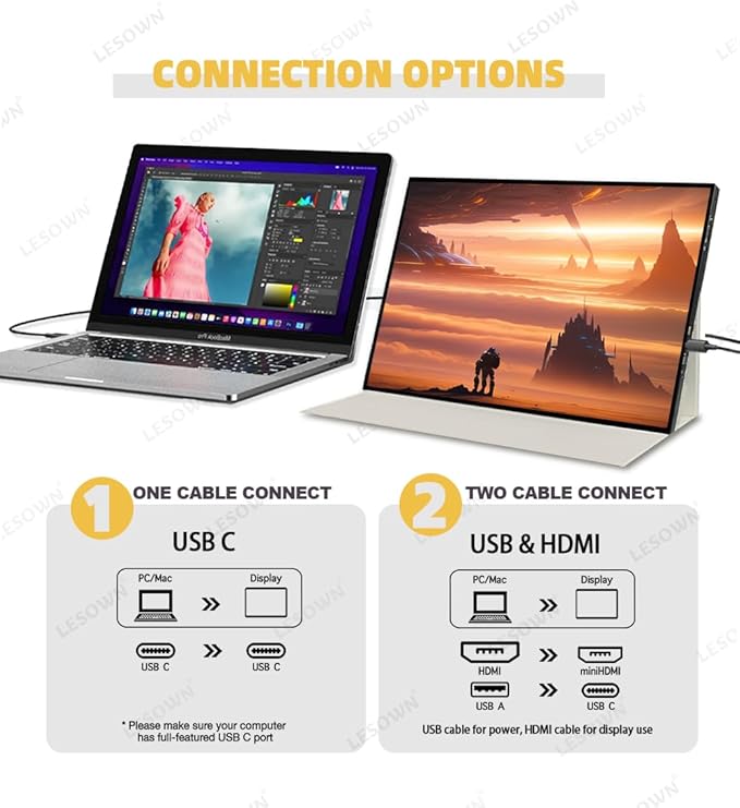 3840x2400 UHD 4K Portable Monitor 16 inch USB C HDMI Touch 400Nits High Brightness Ultra Wide Display with Speakers External Monitor for Laptop PC Phone Mac (4K No Touch)