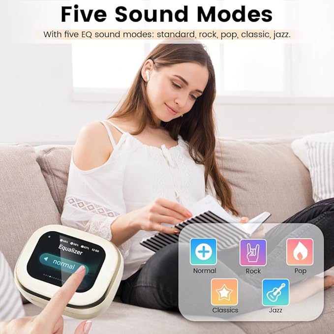 Wireless Earbuds, Bluetooth 5.4 Headphones in Ear with Smart Touchscreen Case, ANC Noise Cancelling Ear Buds, 60H Playtime for Sports & Working, Bass Stereo Sound for iPhone/Android (Beige)