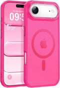 Newfuture Magnetic for iPhone Air Case [Compatible with Magsafe] [Military Grade Drop Protection] Translucent Matte Anti-Scratch Shockproof Protective Phone Cover 6.5 Inch, Hot Pink