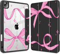 Tuiklol for iPad Pro 11 Inch 4th / 3rd / 2nd / 1st Gen (2022 2021 2020 2018) Case -Built-in Pencil Holder Shockproof Cover Clear Transparent Back Shell with Auto Wake/Sleep, Bow