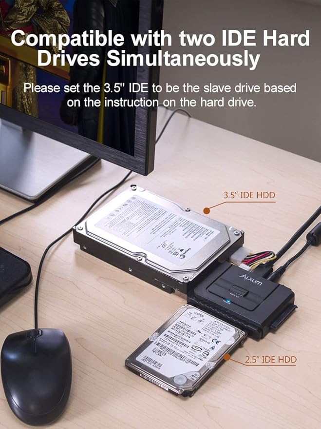 Alxum SATA IDE to USB C Hard Drive Adapter with Power,SATA Adapter External Hard Disk Reader for 2.5/3.5 inch IDE