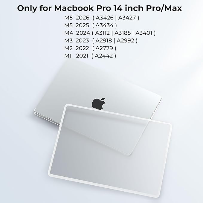 BlueSwan Anti-Cracking Hard Shell Case Compatible with MacBook Pro 14-inch M5 2026 2025-2021 Release M4 M3 M2 M1 Pro/Max Chip, Anti-Fingerprint Soft TPU Bumper, Frosted White