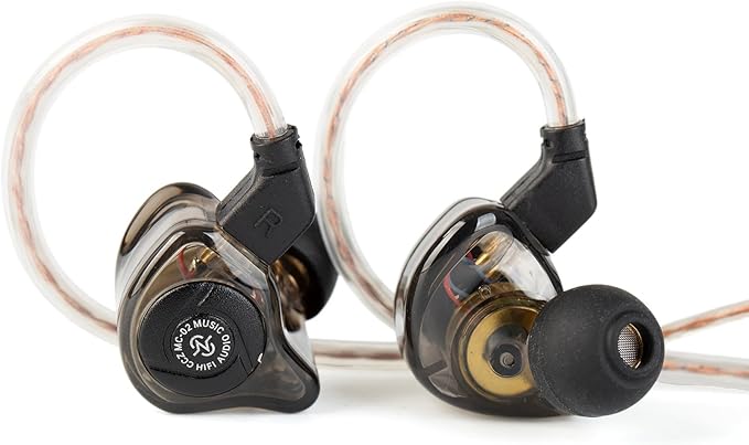 HiFi IEM for Gaming, CCZ MC02 in Ear Monitors, Clear Crystal Sound Gaming Earbuds, 10mm 1DD Wired Headphones with Patented IEMS Ear Tips for Computer Laptop School Students (Dark Black, With Mic)