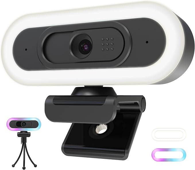 saylas 2K Webcam with Lights, HD Webcam for PC, 2K@60FPS Web cam with Microphone, 65° FOV, Autofocus, Noise Cancellation, Privacy Cover, Web Camera for Computer/Laptop, USB Streaming Computer Camera