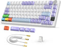 Attack Shark ajazz AK820 Pro 75% Mechanical Keyboard and Coiled Cable Hot Swappable Wireless 2.4GHz/Bluetooth/Wired TFT Screen & Knob Flying Fish Switch RGB Gasket Mount Custom Keyboard-Purple