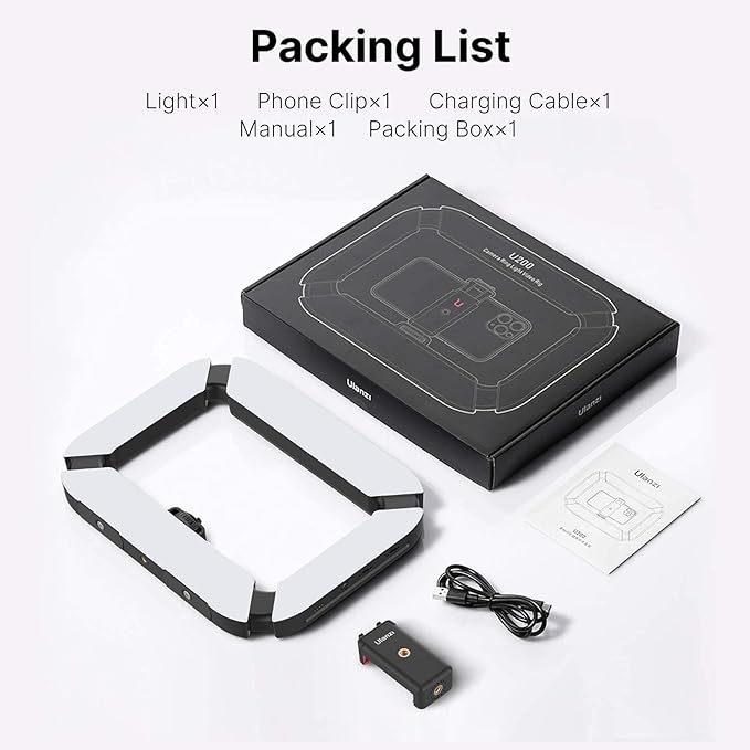 Smartphone Video Rig ULANZI U200 Camera Video Rig Phone Video Stabilizer LED Ring Light Selfie Light for Smartphone, Action Camera, YouTube, Vlogging, Filmmaking, Makeup
