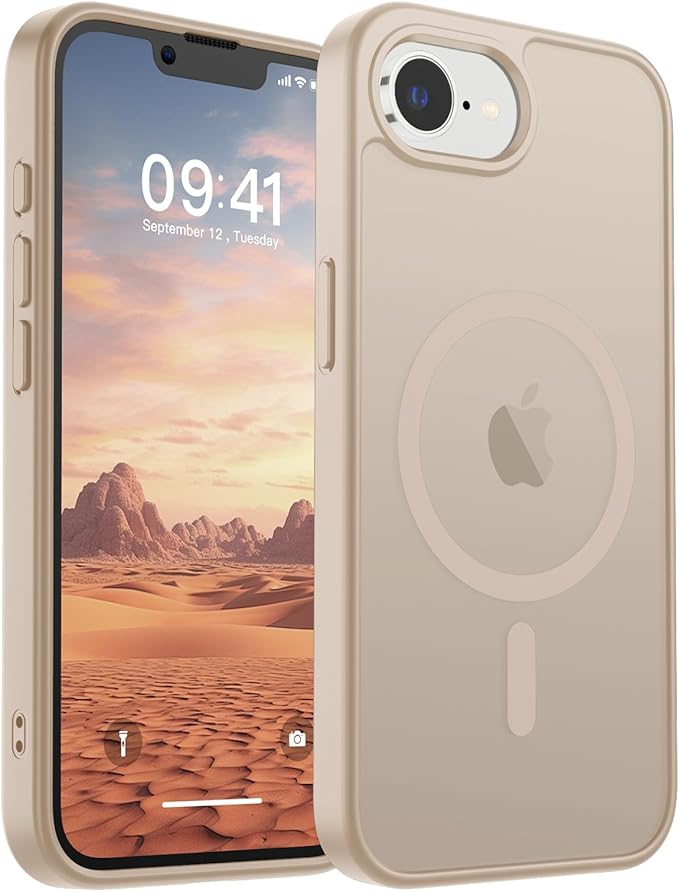 SUPFINE Magnetic for iPhone 17e Case/iPhone 16e Case (Compatible with MagSafe)(Military Grade Drop Protection) Translucent Matte Shockproof with Anti-Fingerprint Phone Case,Desert Gold