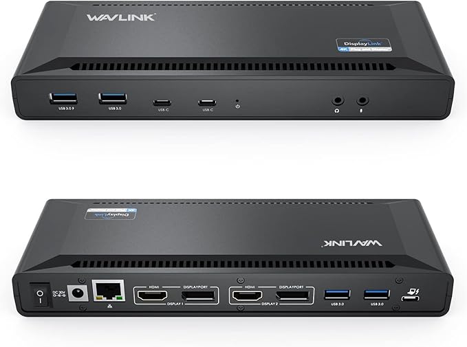 WAVLINK Universal USB C Laptop Docking Station Dual Monitors 5K/4K@60Hz with 65W Host Charging for Thunderbolt 4/3, USB-C Windows, Mac M1-M5/Macbook Neo, Chrome (2HDMI+2DP), 6USB 3.0, 1Gbps Ethernet
