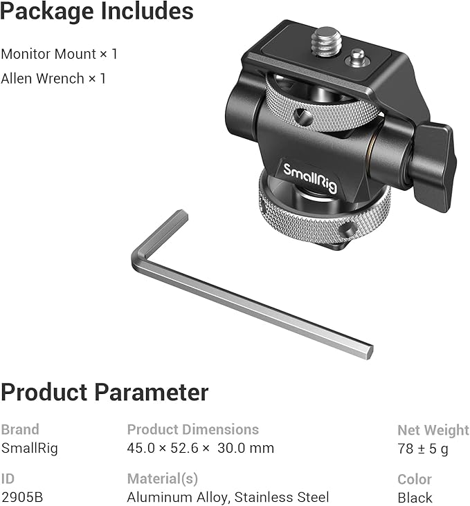 SmallRig Field Monitor Mount Holder Swivel and Tilt Adjustable with Cold Shoe Mount for 5" and 7" Monitor