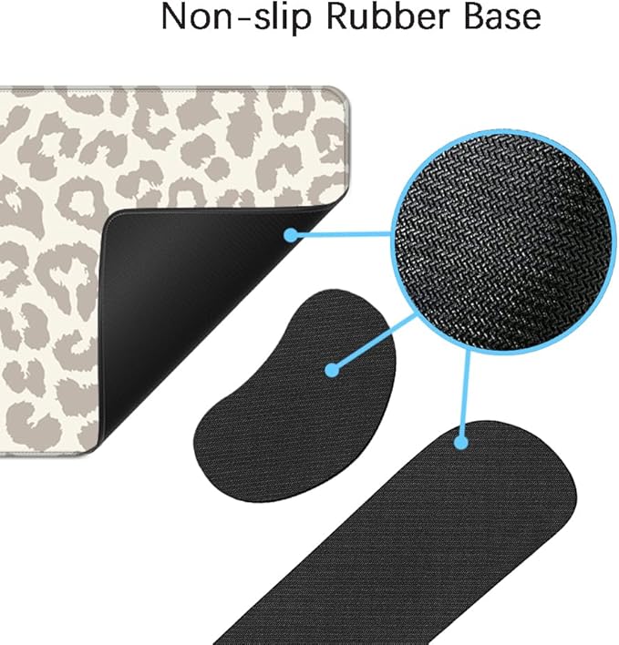 MIBITRI Keyboard Mouse Pad Set, Extended Gaming Mouse Pad+Ergonomics Keyboard Wrist Rest Support, Memory Foam, Easy Typing Pain Relief, 4Pcs XXL Ultra Thick Desk Mat, Leopard Print