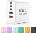 USB C Charger Block, 5 in 1 60W Charging Blocks, PD 3.0 25W Single Max Fast Charger, QC 2A USB Wall Charger for iPhone 17 16 15 14 13 12 Pro Max, iPad, iPod, Samsung, AirPods Pro, Apple Watch Series