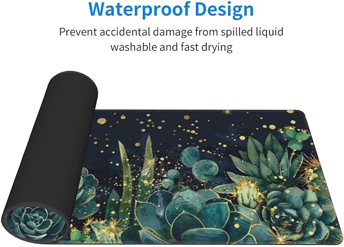 Mouse Pad Gaming - Large Mouse Pad for Desk with Waterproof Surface & Durable Design Desk Mat for Desktop & Office Accessories (Stellar Succulents)