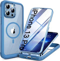 Miracase for iPhone 13 Pro Case 6.1",Full-Body Protection,Clear Bumper Case with Built-in 9H Tempered Glass Screen Protector,Military-Grade Drop Protection Outdoor Phone Case for iPhone 13 Pro,Blue